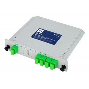 SCF 4 - Splitter fibra óptica modular (cassette) 1x4 conectorizado SC/APC